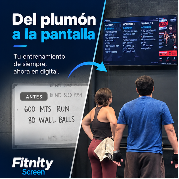 Antes y después: del pizarrón a Fitnity Screen